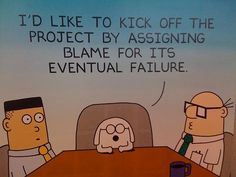 project management meme: a meeting where people blame each other 