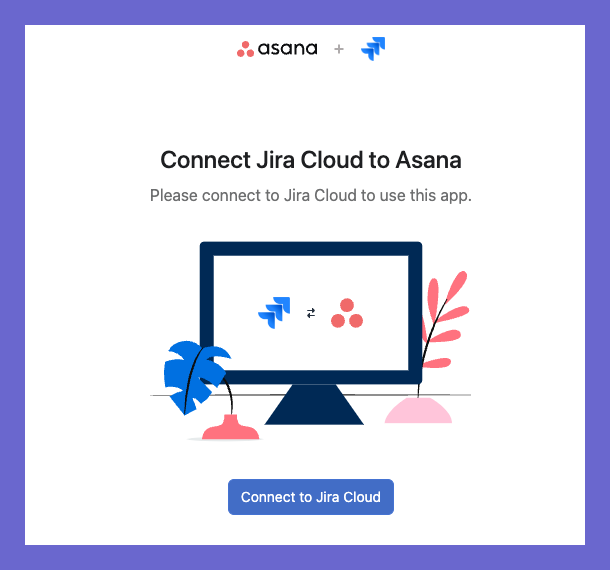 Jira Cloud to Asana Connect screen