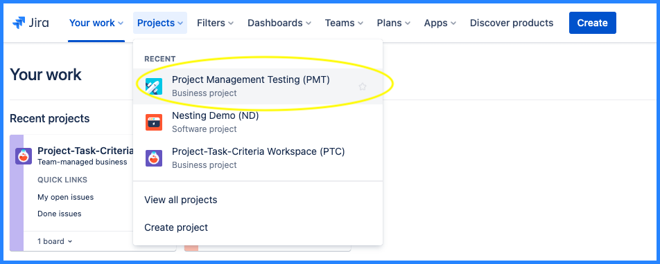 Step 2: Select the project you want to create a Gantt view with.