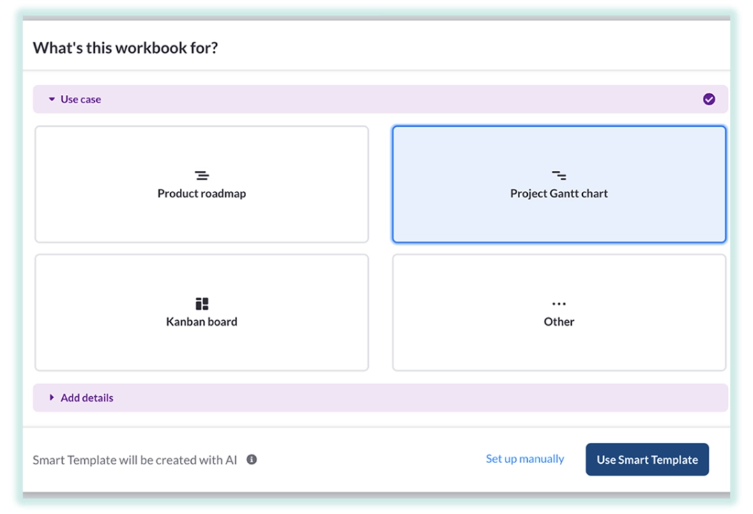 gantt chart template choices in visor