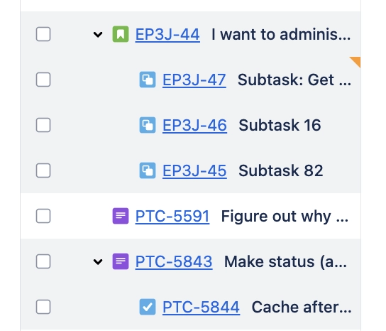 example of issue hierarchy drilldown in jira advanced roadmaps