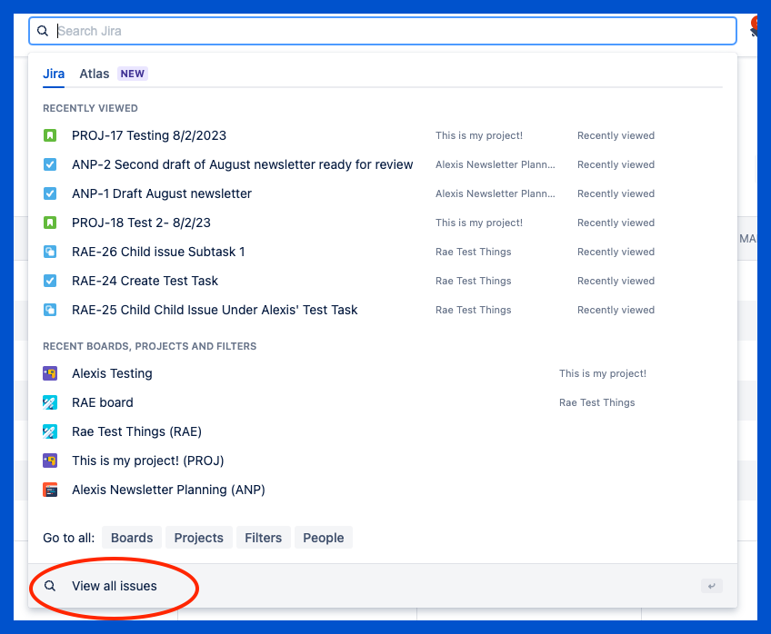List of Jira issues