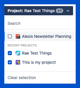 Selected project in Jira