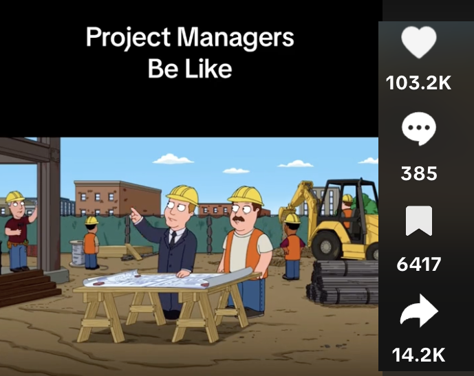 project management tiktok: family guy people pointing