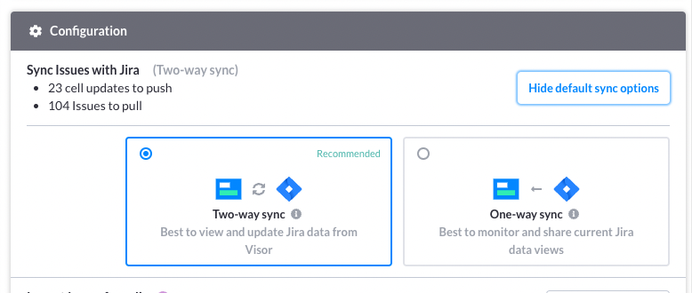 Sync Jira data one-way or two-ways