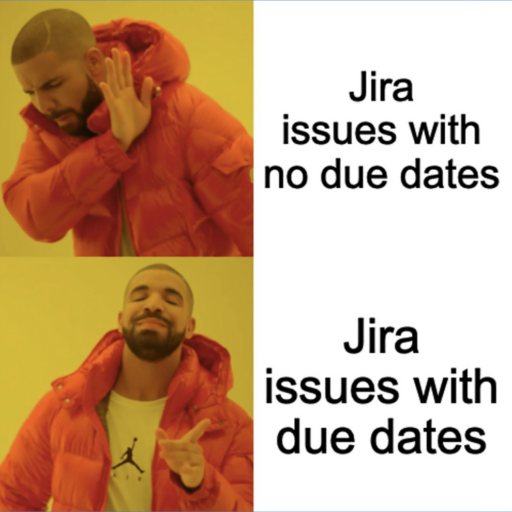 project management meme: happy drake about jira issues with due dates