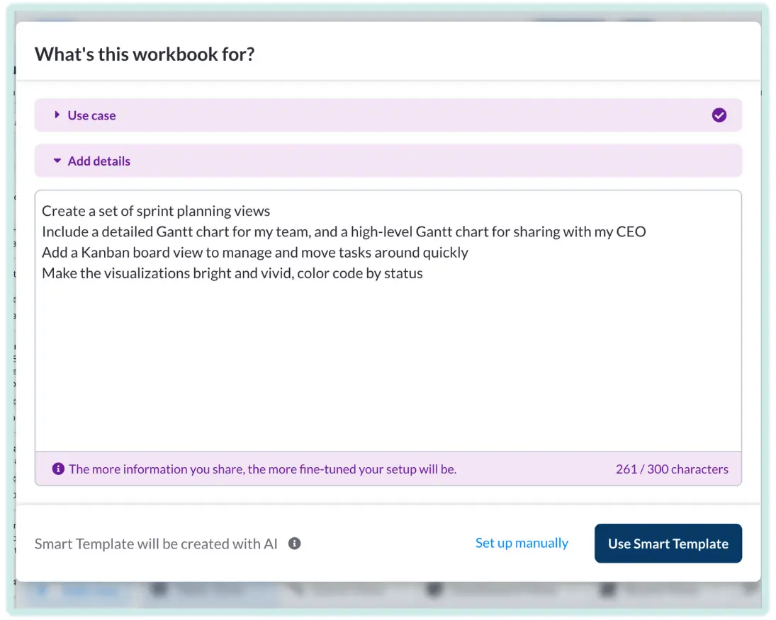 Giving Visor's AI instructions to create a set of sprint planning templates