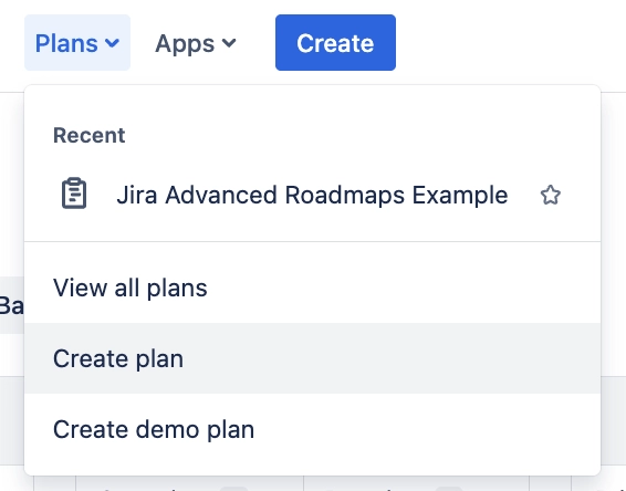 step 2: create plan in jira to make an advanced roadmaps
