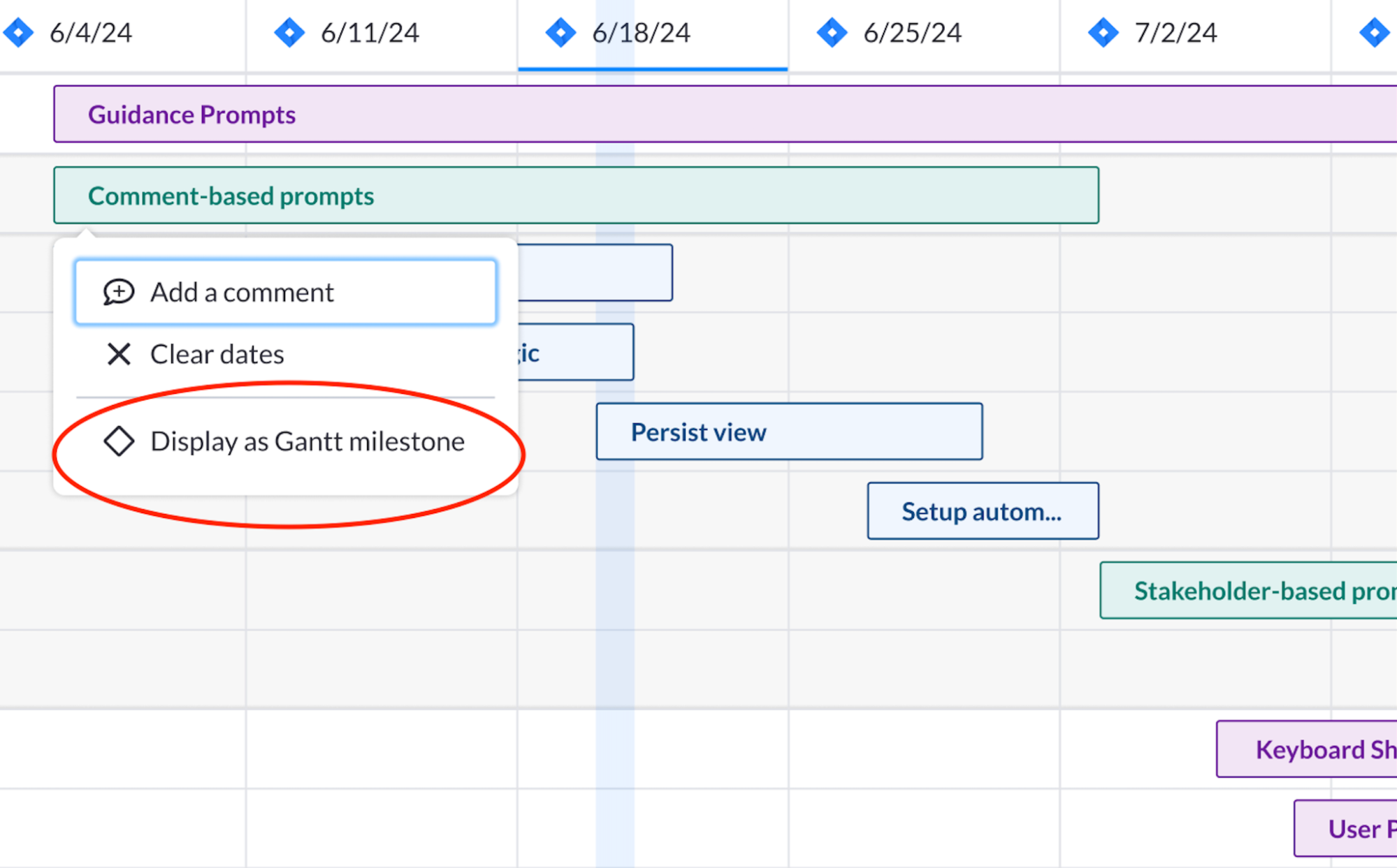 visor milestones in gantt chart