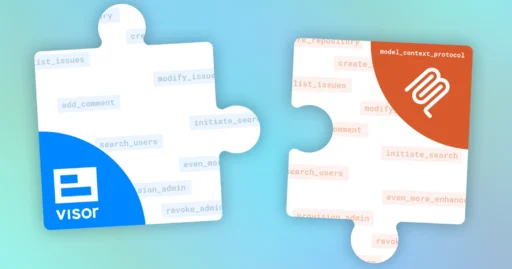 image showing puzzle pieces with an mcp server piece about to get placed next to a visor logo
