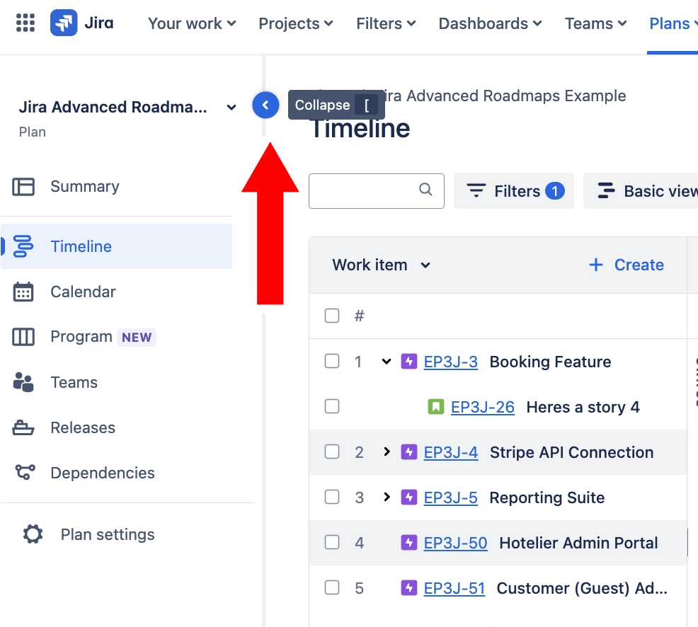 screen to change settings in jira's advanced roadmaps