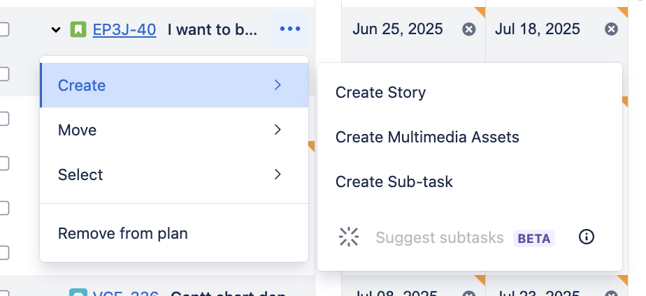jira advanced roadmaps allows you to make nested jira issues