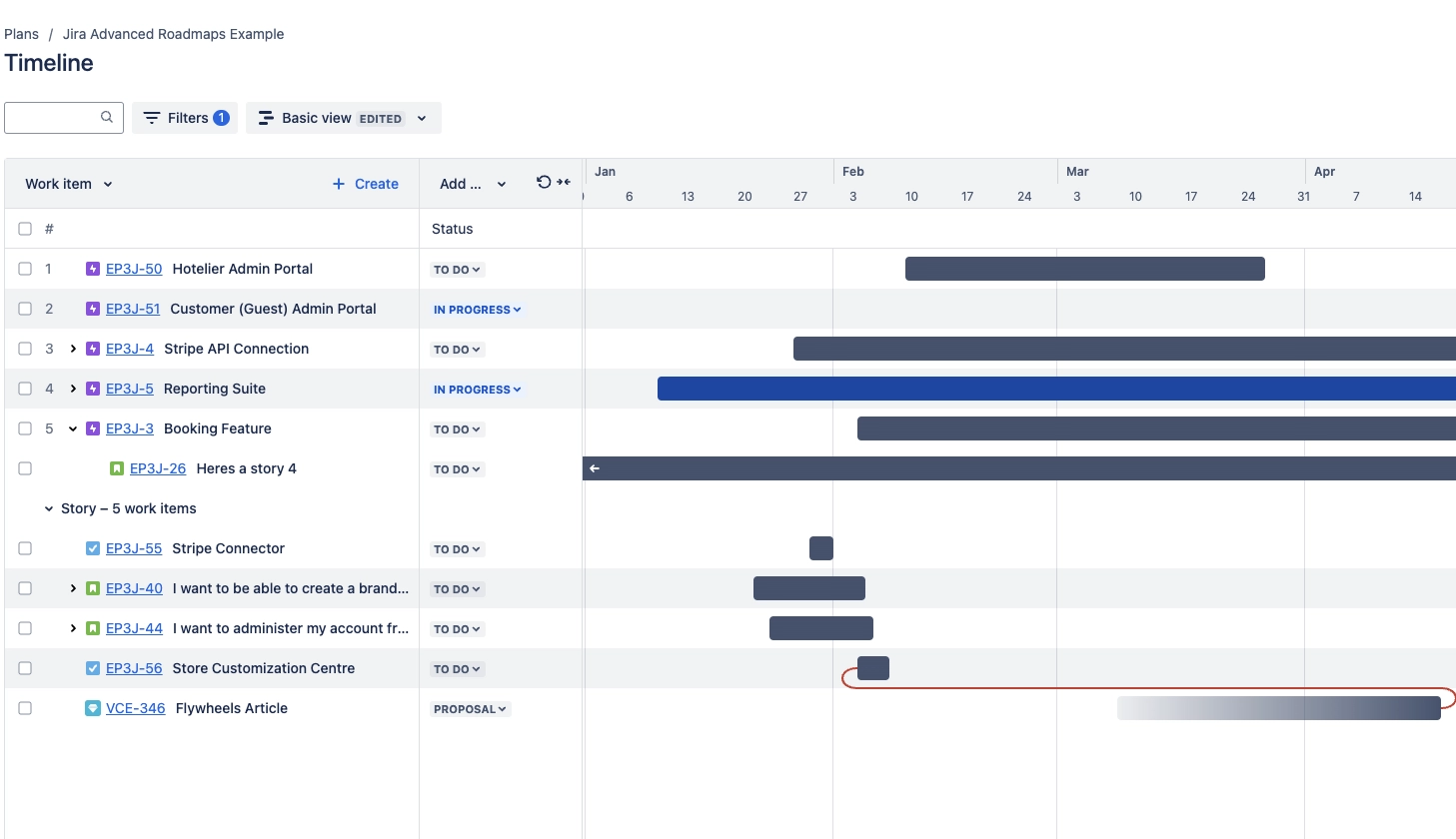 jira advanced roadmaps example