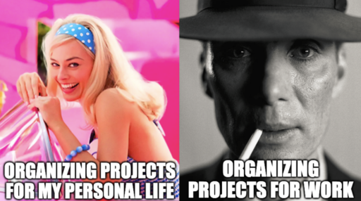 project management meme: barbie vs. oppenheimer