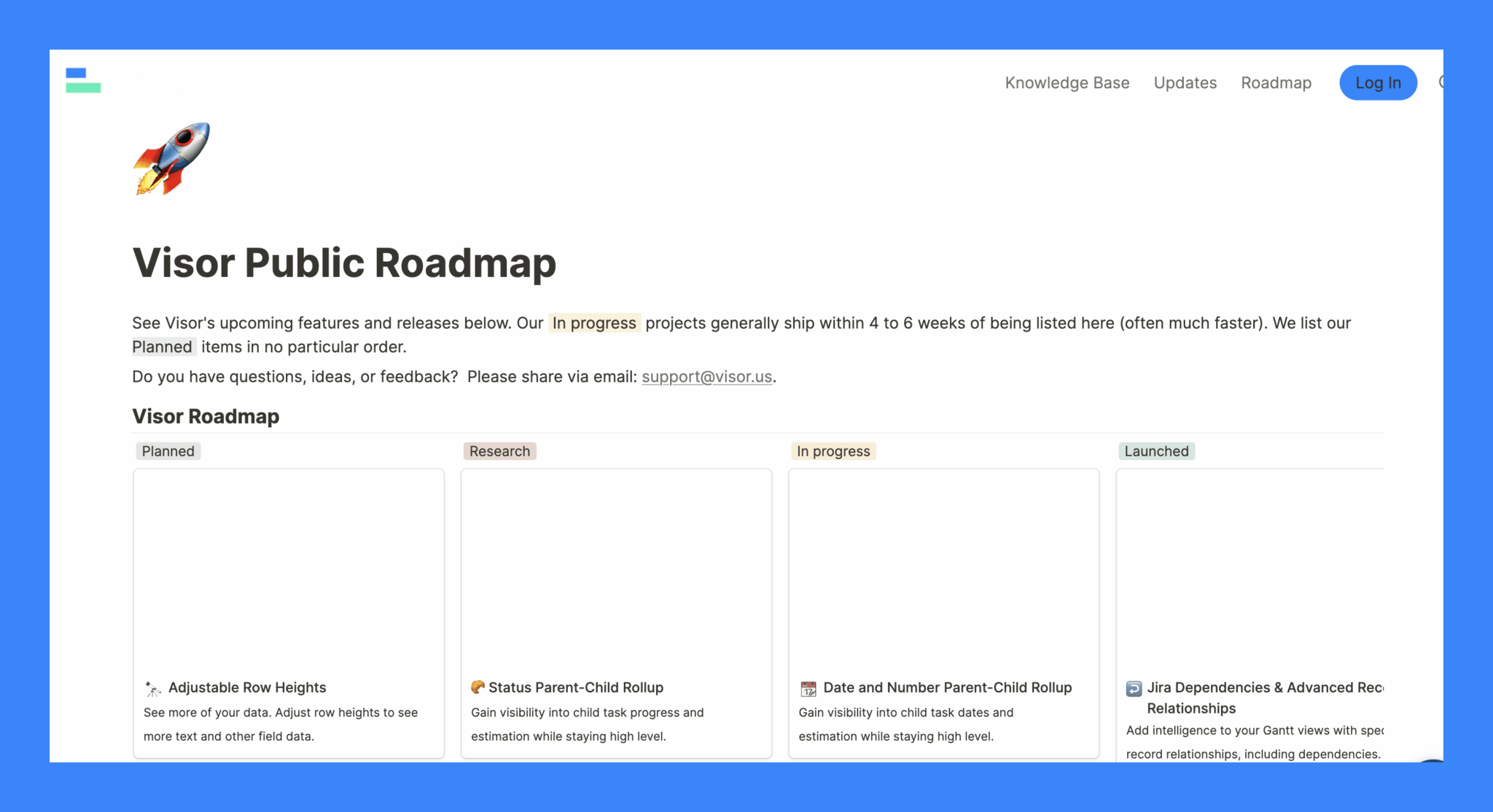 visor public roadmap